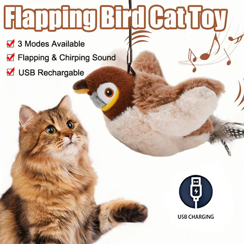 Interactive Rechargeable Electric Flappy Wings Bird Cat Toy