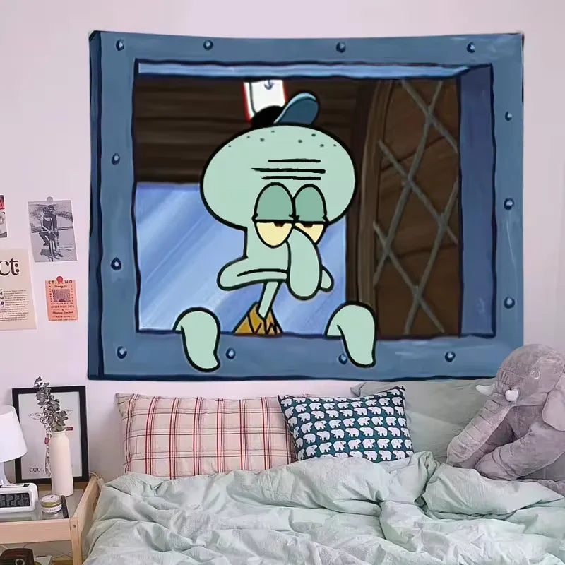 Squarepants Cartoon Bedroom Wall Decorative Cloth