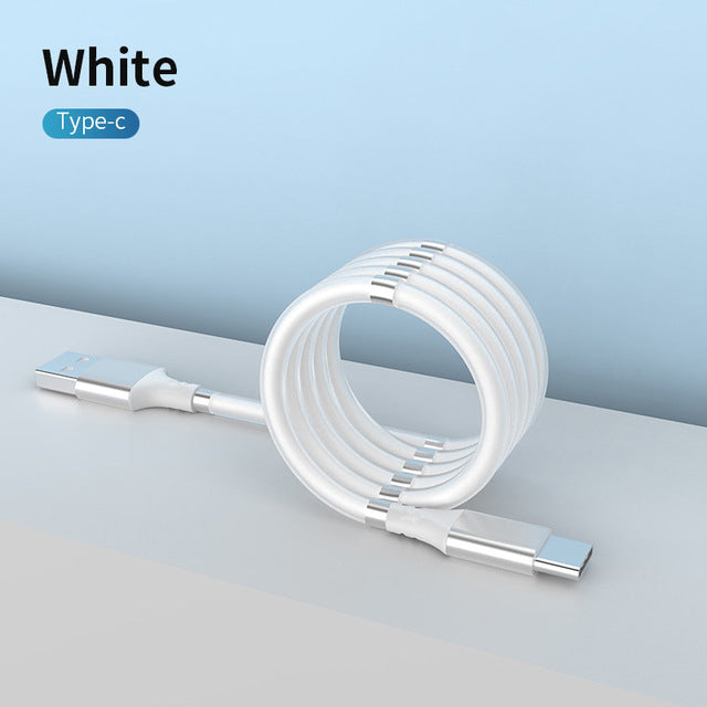 Portable & Tangle-Free Fast Charging Cable Cord with Magnetic Organizer for Android and iPhone