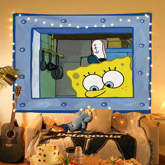 Squarepants Cartoon Bedroom Wall Decorative Cloth