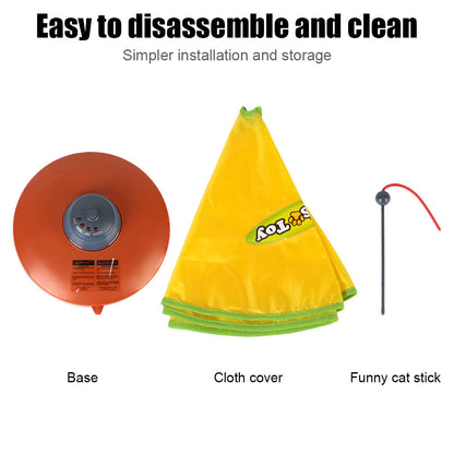 Automatic Motion-Activated Interactive Cat Toy with Moving Fabric and Feather