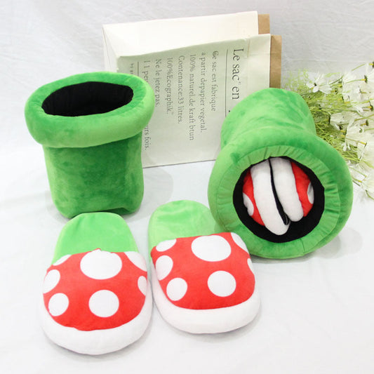 Super Mario Cartoon Mushroom Home Slippers Plush