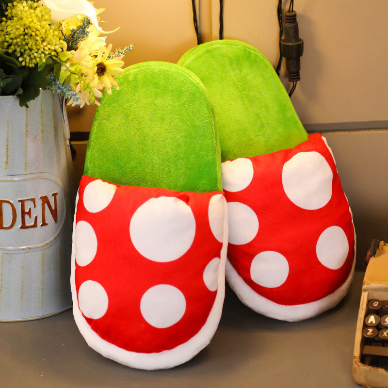 Super Mario Cartoon Mushroom Home Slippers Plush