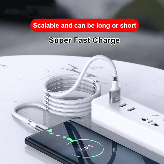 Portable & Tangle-Free Fast Charging Cable Cord with Magnetic Organizer for Android and iPhone