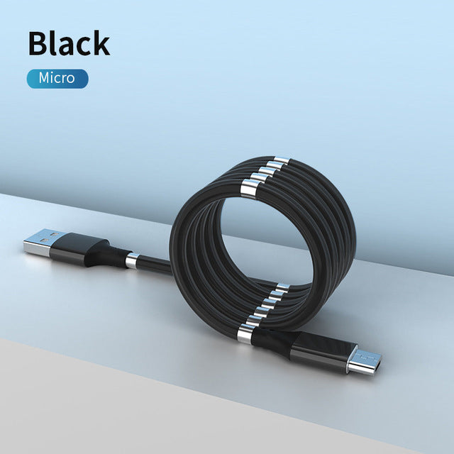 Portable & Tangle-Free Fast Charging Cable Cord with Magnetic Organizer for Android and iPhone