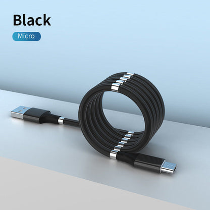 Portable & Tangle-Free Fast Charging Cable Cord with Magnetic Organizer for Android and iPhone