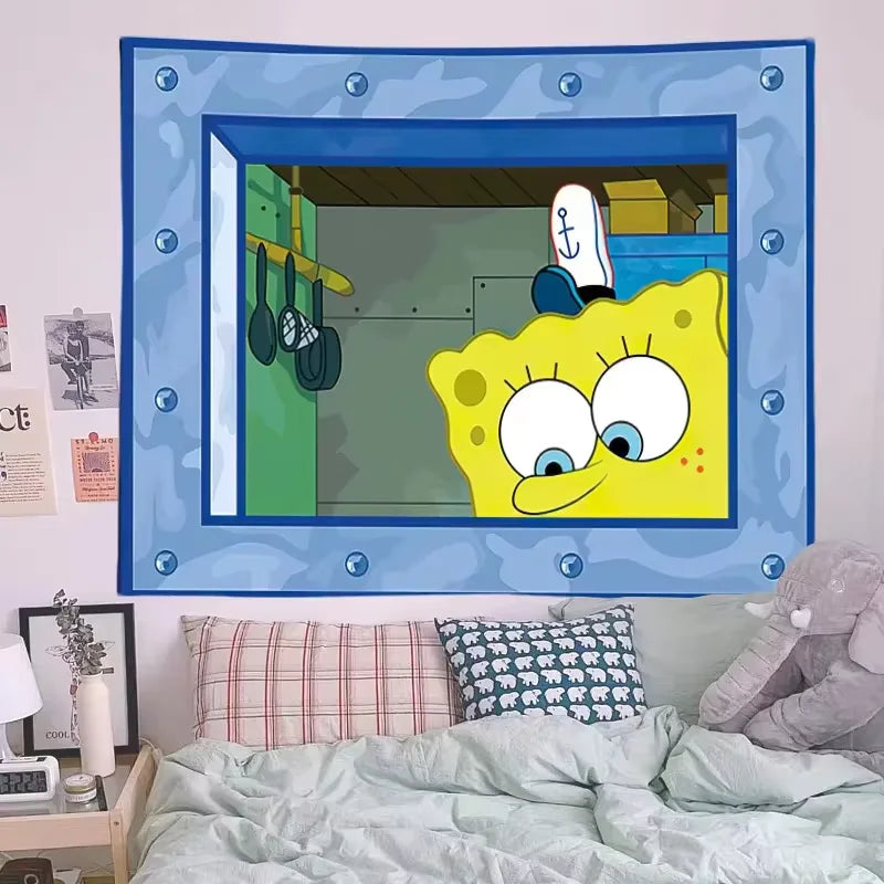 Squarepants Cartoon Bedroom Wall Decorative Cloth