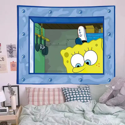Squarepants Cartoon Bedroom Wall Decorative Cloth
