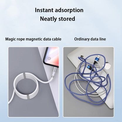 Portable & Tangle-Free Fast Charging Cable Cord with Magnetic Organizer for Android and iPhone