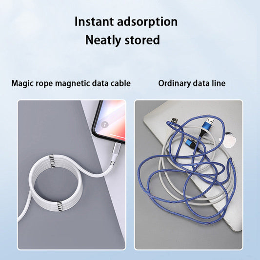 Portable & Tangle-Free Fast Charging Cable Cord with Magnetic Organizer for Android and iPhone