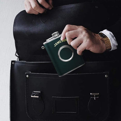 Stainless Steel Shot Flask 8 oz with 2 oz Collapsible Shot Glass Ideal Gift for Men (Green)