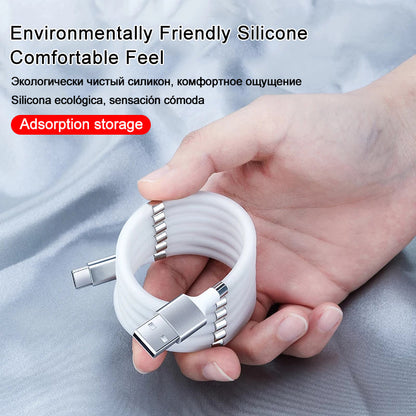 Portable & Tangle-Free Fast Charging Cable Cord with Magnetic Organizer for Android and iPhone