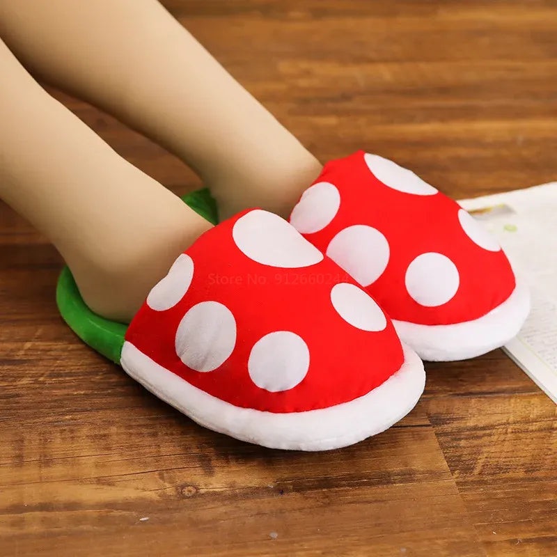 Super Mario Cartoon Mushroom Home Slippers Plush