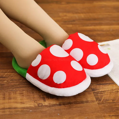 Super Mario Cartoon Mushroom Home Slippers Plush
