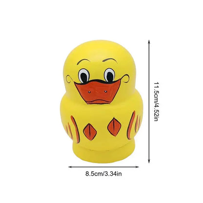 10pcs Stacking Dolls Handmade DIY Paint Yellow Duck
