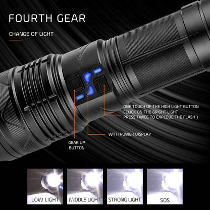 Explosive Brightness Super Bright Tactical Flashlight 100W GT60 Long Range