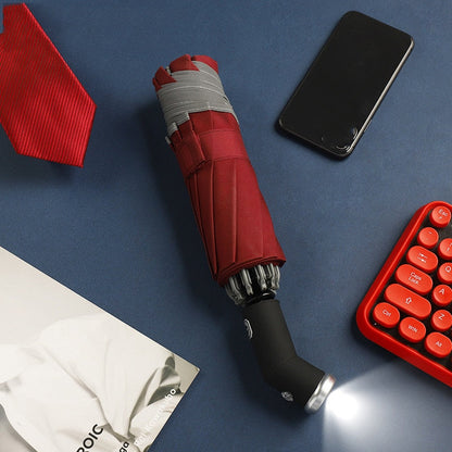 Waterproof Automatic Folding Rotating Umbrella With LED light