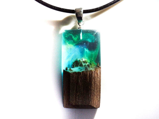 Aurora Borealis Resin Pendant