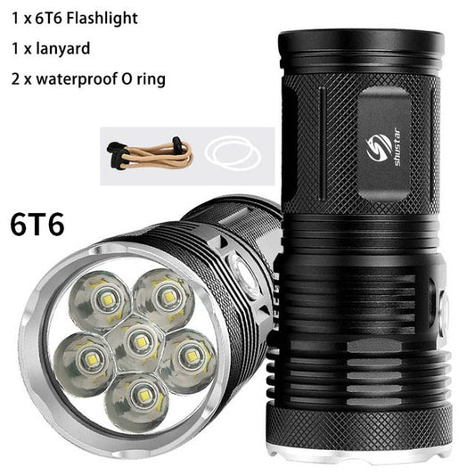 Powerful LED Flashlight with 18 x T6 LED Lamp bead waterproof searchlight