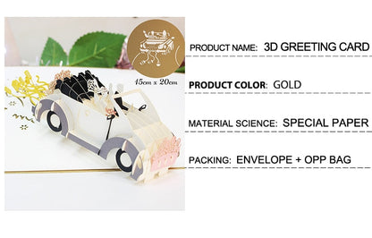 3D Pop Up Engagement Cards Lovers Wedding Invitation Greeting Cards
