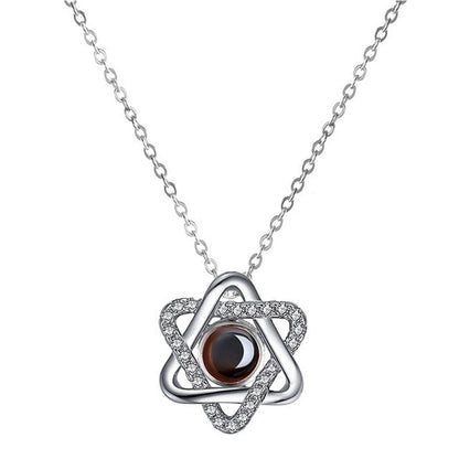 Rose Gold 100 Languages I Love You Projection Pendant Necklace