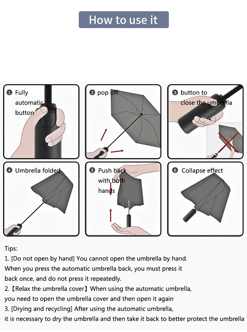 Reflective Stripe Reverse Led Light Automatic Umbrella