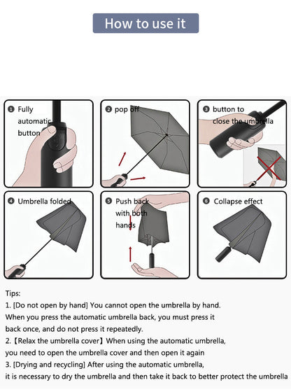 Reflective Stripe Reverse Led Light Automatic Umbrella