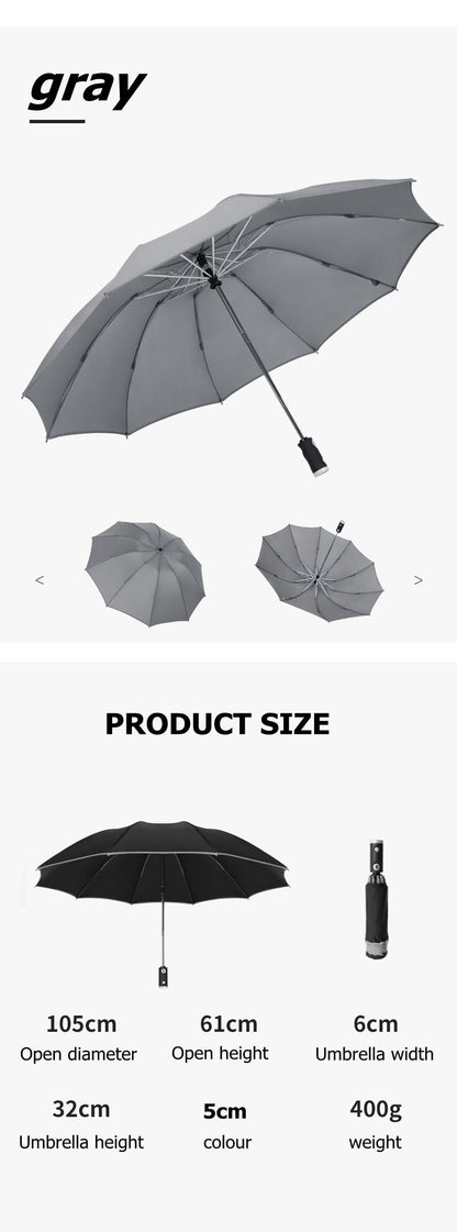 Reflective Stripe Reverse Led Light Automatic Umbrella