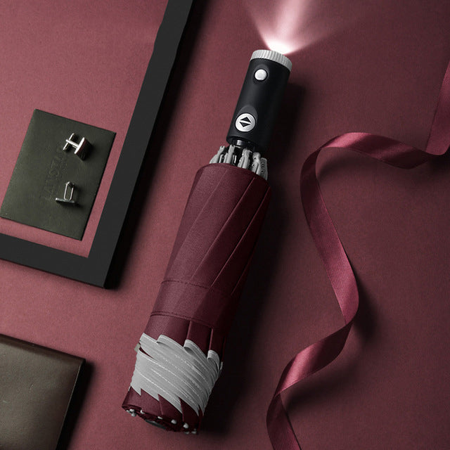 Reflective Stripe Reverse Led Light Automatic Umbrella